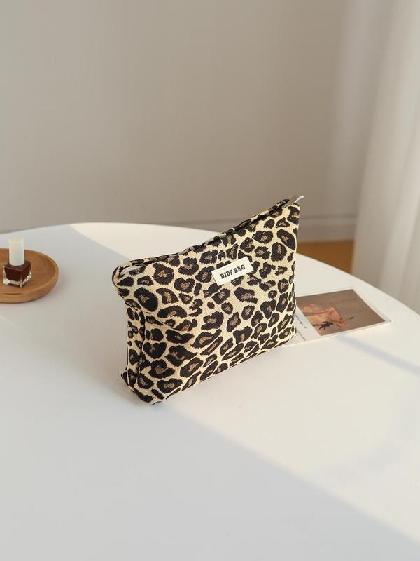 Leopard Pattern Large Capacity Cosmetic Storage Bag, Portable Zipper Makeup Organizer Pouch, Versatile Storage Bag for Travel & Daily Use