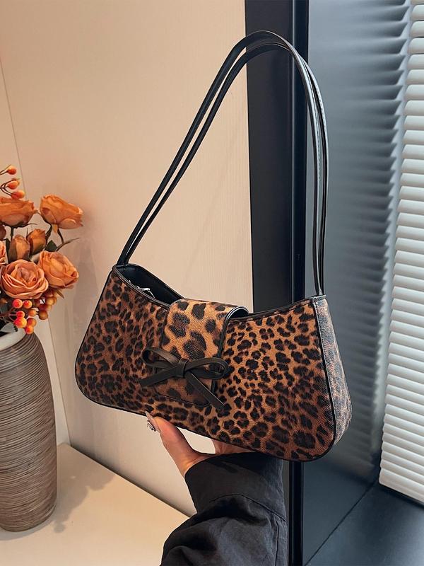 Fashion Leopard Pattern Shoulder Bag, 2024 New Style Casual Versatile Zipper Shoulder Bag for Women, Trendy All-match Commuter Bag for Daily Used