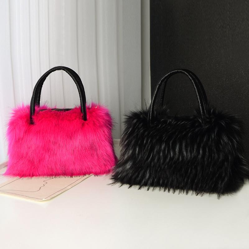 Luxury Faux Fur Tote Bag, Y2K Plush Shoulder Bag, Women's Fashion Furry Handbag & Purse