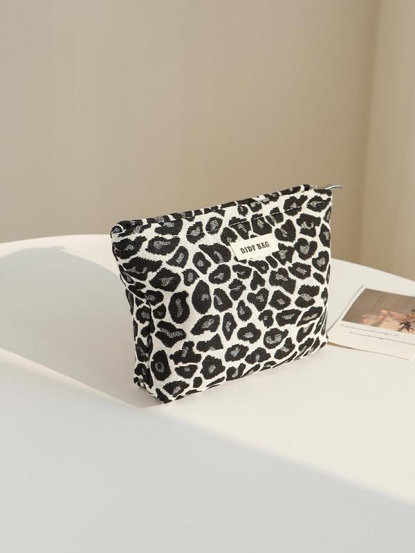 Leopard Pattern Large Capacity Cosmetic Storage Bag, Portable Zipper Makeup Organizer Pouch, Versatile Storage Bag for Travel & Daily Use