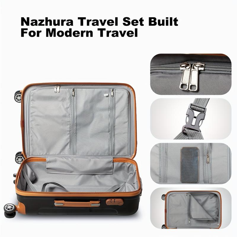 Nazhura Hard Shell Luggage Set, 3-Piece Suitcase Set, Durable, Convenient, And Stylish For Travel, ABS Material, Shock-resistant