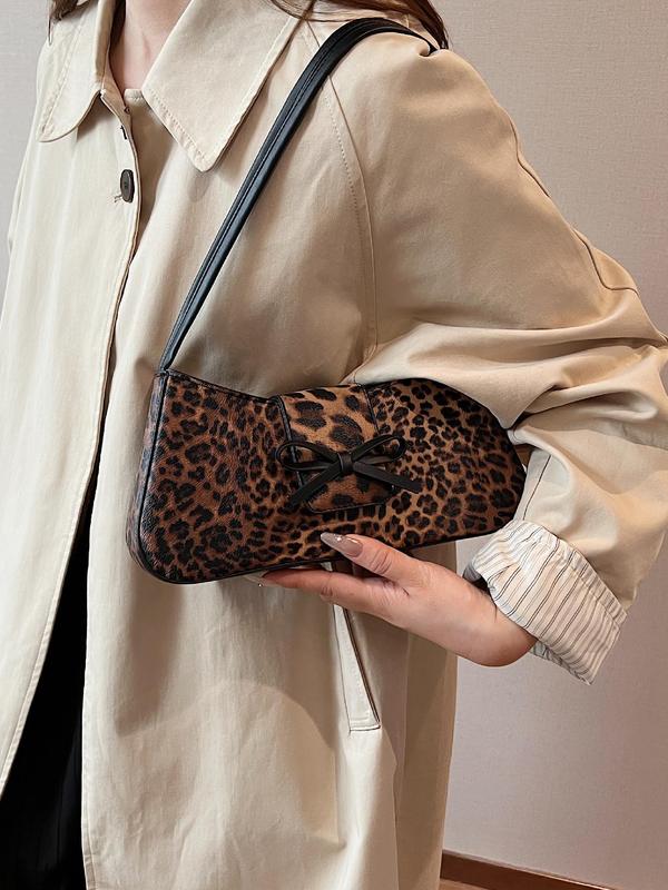 Fashion Leopard Pattern Shoulder Bag, 2024 New Style Casual Versatile Zipper Shoulder Bag for Women, Trendy All-match Commuter Bag for Daily Used