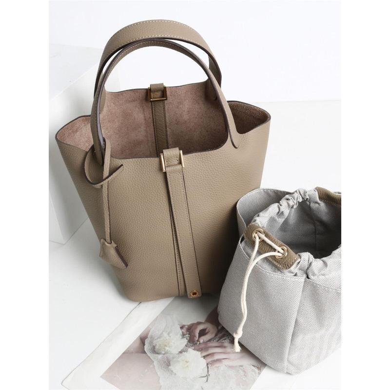 Togo First Layer Cowhide H Home Food Basket 2024 New Fashion Soft Cowhide Bucket Bag Hand Holding Tote