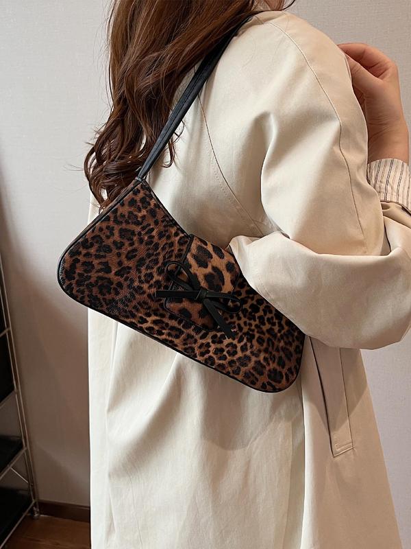 Fashion Leopard Pattern Shoulder Bag, 2024 New Style Casual Versatile Zipper Shoulder Bag for Women, Trendy All-match Commuter Bag for Daily Used