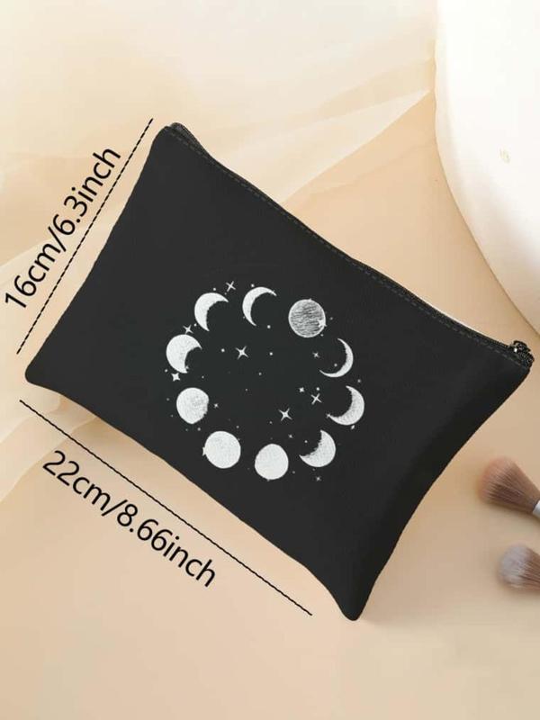 Moon & Star Pattern Lightweight Makeup Bag, Multi-functional Cosmetic Storage Bag, Travel Makeup Bag, Suitable for Leisure Travel, Business Trips