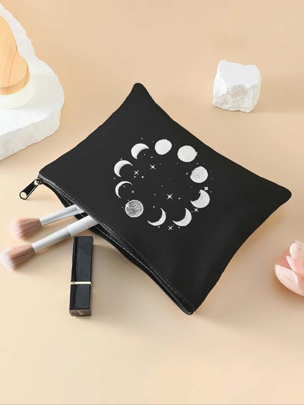 Moon & Star Pattern Lightweight Makeup Bag, Multi-functional Cosmetic Storage Bag, Travel Makeup Bag, Suitable for Leisure Travel, Business Trips