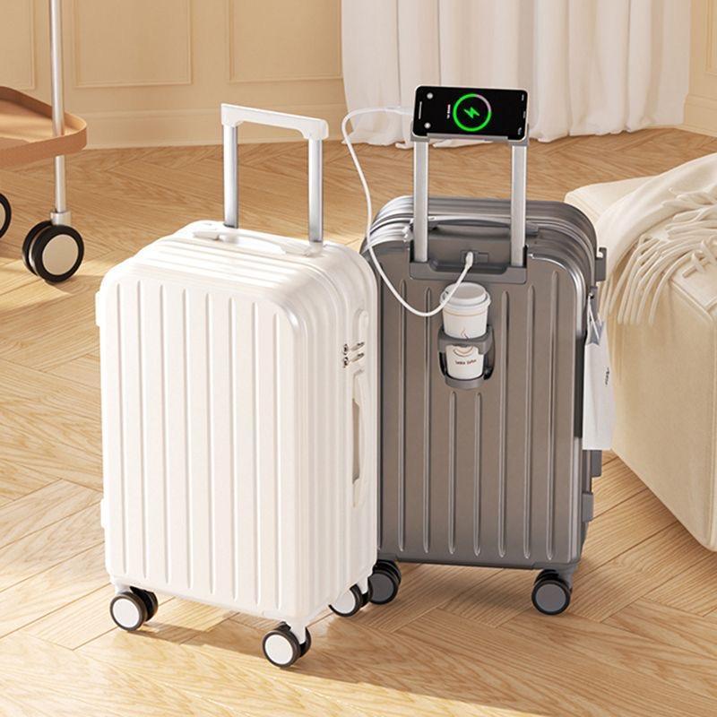 Versatile Travel Luggage for 2024: Equipped with USB Charging, Insulated Cup Holder, Sturdy Hook, and a Durable ABS+PC Shell for All Your Travel Needs