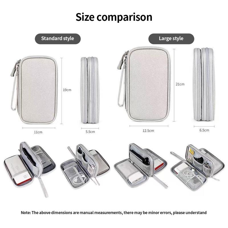 Portable Double Layer Makeup Storage Box, 1 Count Cable Storage Bag, Waterproof Stationary Storage Container for Outdoor Travel, Can hold Headphones, Chargers, Phones, Gift for her him