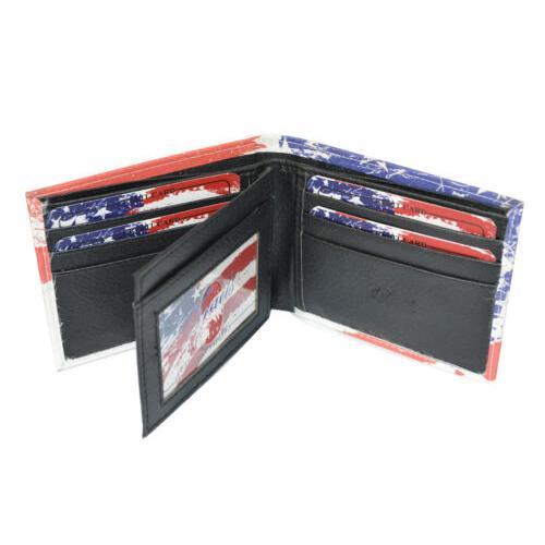 Leatherboss Men Exotic Patriotic USA American Flag Wallet with printed gift box