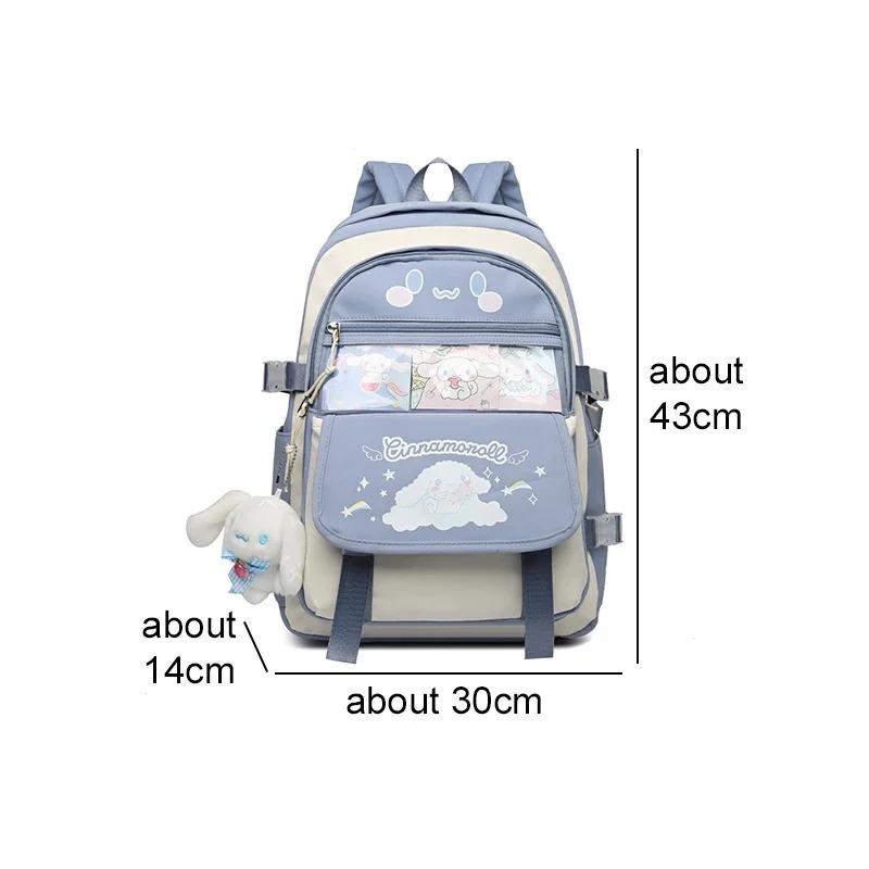 Sanrio Cartoon Kuromi Cinnamoroll Melody Student Backpack Sanrio Large Capacity School Bag Convenient Travel Cute Girls New 2024