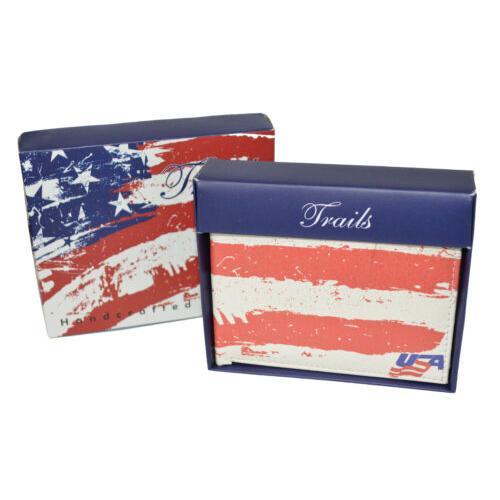 Leatherboss Men Exotic Patriotic USA American Flag Wallet with printed gift box