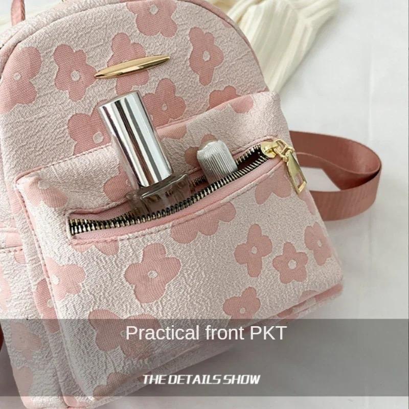 Multi-Function Flower Print Ladies School Backpack Bag for Women - PU Leather Shoulder Mini Small Backpack with Phone Pouch