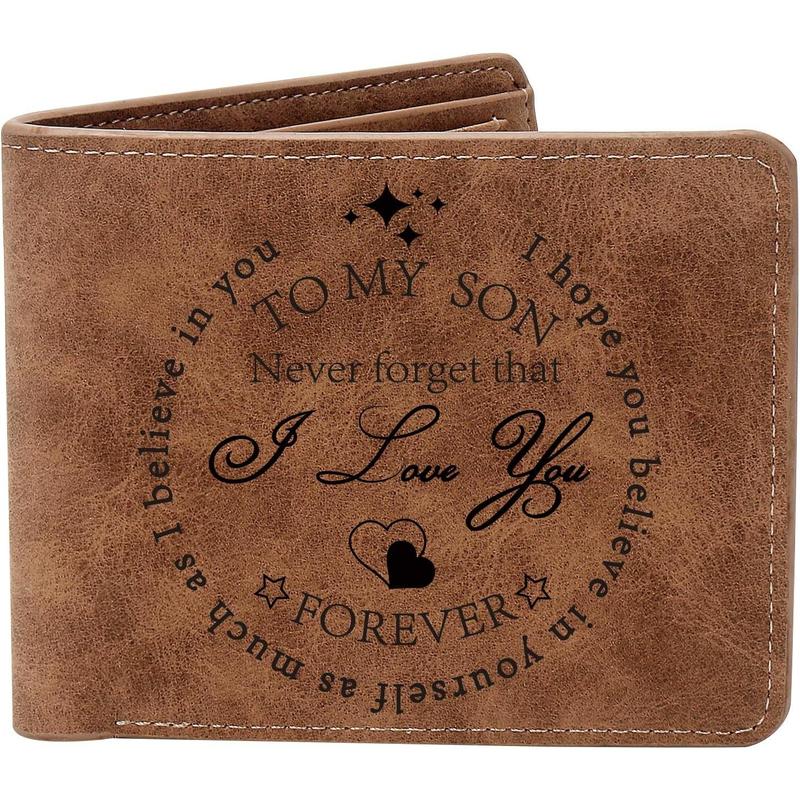 To My Son Gifts,Leather Wallet for Men,Engraved Personalized Leather Wallet,Birthday Christmas Gifts for Son from Mom Dad,Inspirational Gifts for Boy Wallet for Son From Mom & Dad-Leather WVallet-Mens Wallet-Christmas Gift-Birthday Gift