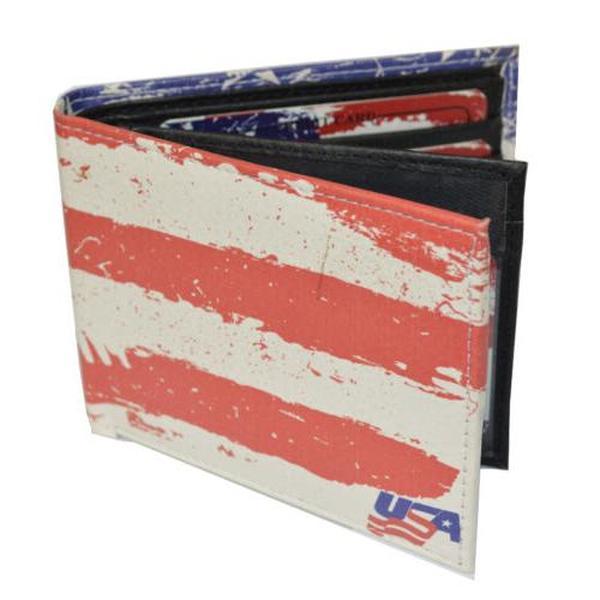 Leatherboss Men Exotic Patriotic USA American Flag Wallet with printed gift box