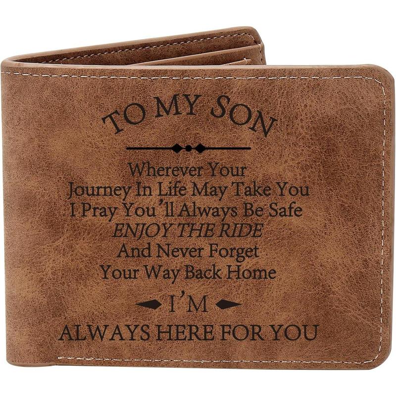 To My Son Gifts,Leather Wallet for Men,Engraved Personalized Leather Wallet,Birthday Christmas Gifts for Son from Mom Dad,Inspirational Gifts for Boy Wallet for Son From Mom & Dad-Leather WVallet-Mens Wallet-Christmas Gift-Birthday Gift