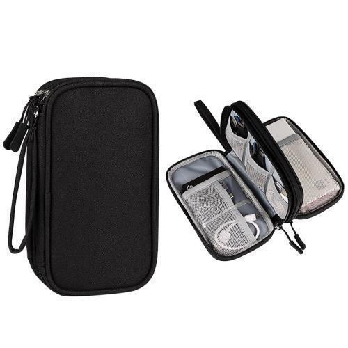 Portable Double Layer Makeup Storage Box, 1 Count Cable Storage Bag, Waterproof Stationary Storage Container for Outdoor Travel, Can hold Headphones, Chargers, Phones, Gift for her him