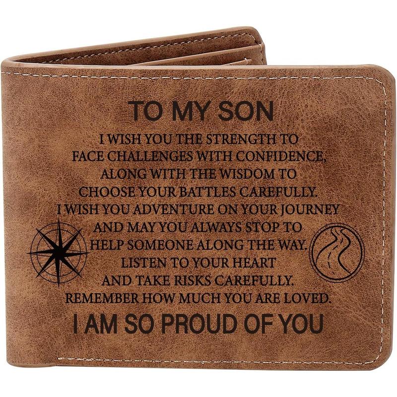 To My Son Gifts,Leather Wallet for Men,Engraved Personalized Leather Wallet,Birthday Christmas Gifts for Son from Mom Dad,Inspirational Gifts for Boy Wallet for Son From Mom & Dad-Leather WVallet-Mens Wallet-Christmas Gift-Birthday Gift