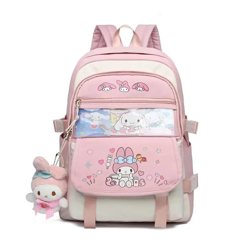 Sanrio Cartoon Kuromi Cinnamoroll Melody Student Backpack Sanrio Large Capacity School Bag Convenient Travel Cute Girls New 2024