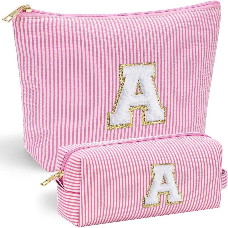 Christmas Gifts for  | Personalized Initial Makeup Bag Pink Cosmetic Bag Travel Toiletry Bag Girlfriend Teacher Gifts 11 12 13 14 15 16 Years Old Girl Gifts Teen Girl Gifts Trendy Stuff A