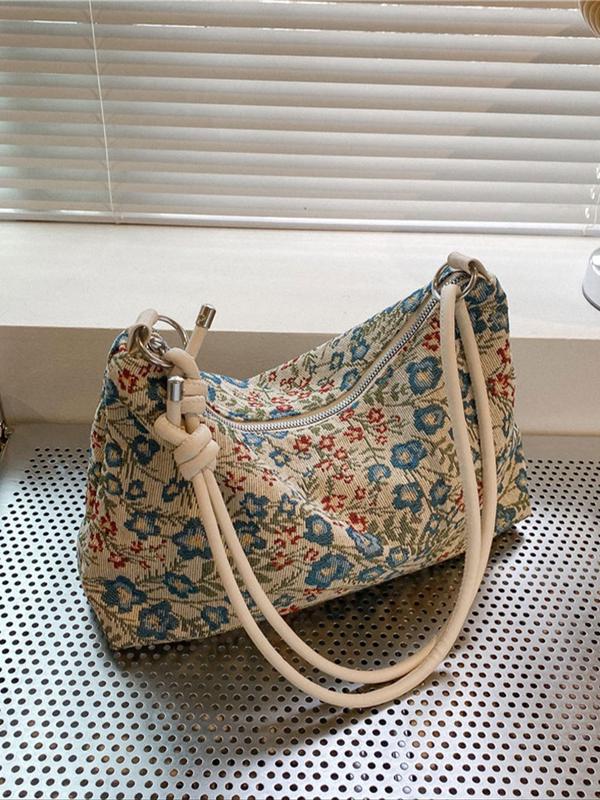 Women's Floral Pattern Shoulder Bag, Fashionable Large Capacity Shoulder Bag for Daily Used, Casual Trendy Versatile High-quality Daily Commuting Bag, Girl Fashionable Shopping Bag