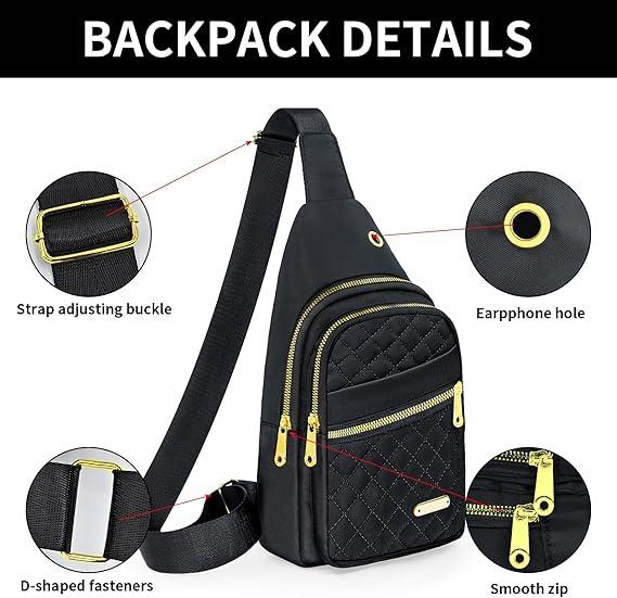 Sling Bag Crossbody Backpack for Men Women Sling Backpack Hiking Daypack Multipurpose Cross Body Chest Bag