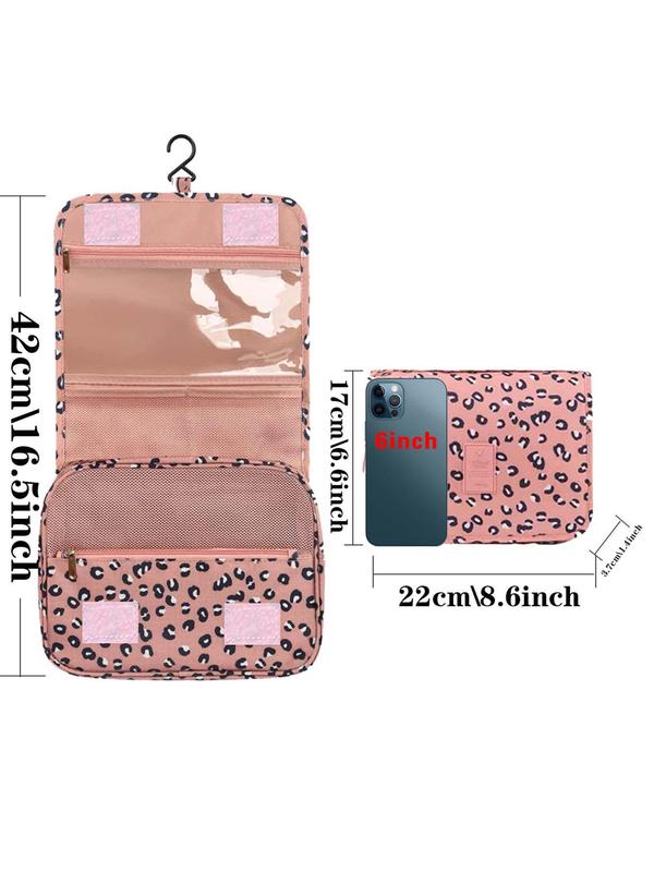 Floral & Leopard & Flamingo Pattern Toiletry Bag, Large Capacity Travel Cosmetic Bag, Hanging Toiletry Bag, Waterproof Toiletry Pouch Bag