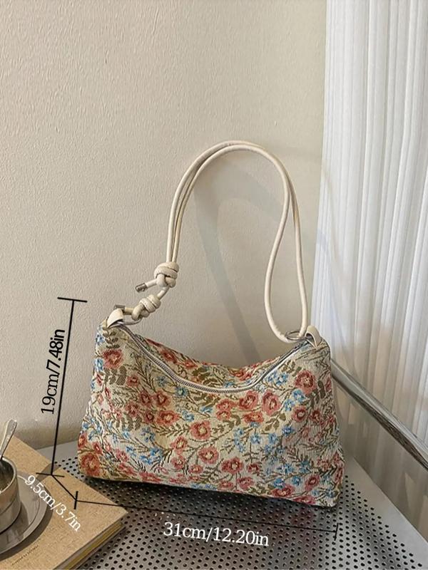 Women's Floral Pattern Shoulder Bag, Fashionable Large Capacity Shoulder Bag for Daily Used, Casual Trendy Versatile High-quality Daily Commuting Bag, Girl Fashionable Shopping Bag