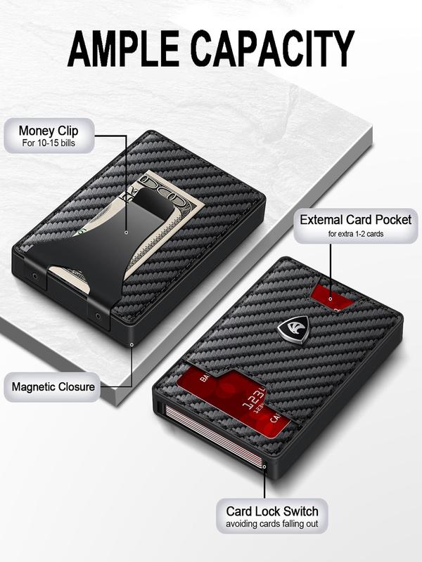 Men's Minimalist Carbon Fiber Card Holder, RFID Blocking Card Holder, Slim Wallet for Men, Casual Trendy Versatile High-quality Daily Wallet