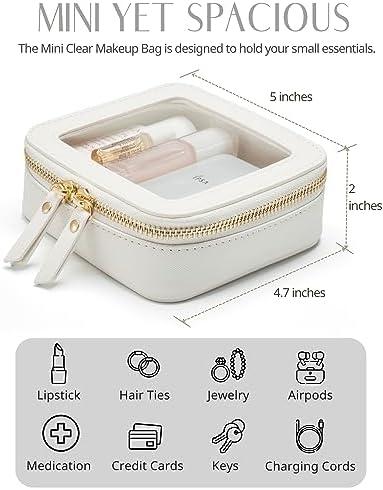 Clear Makeup Bag Travel Cosmetic Case Transparent Toiletry Bag with Zipper, Portable Make Up Organizer Traveling Compact Car Bag for Essentials