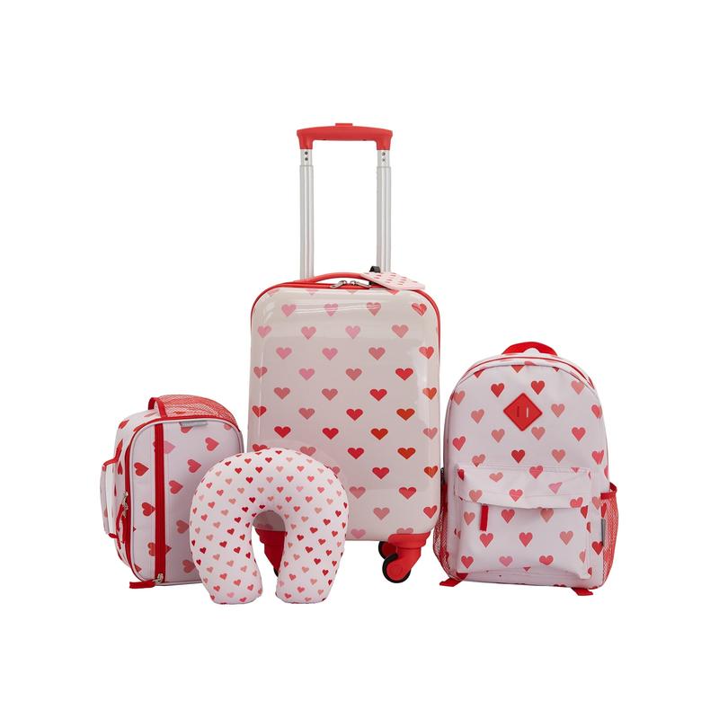 Travelers Club 5-Pc Kids Luggage Set With 360° 4-Wheel Spinner System, Heart