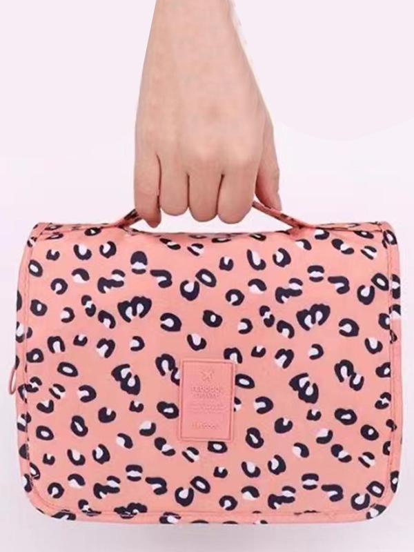 Floral & Leopard & Flamingo Pattern Toiletry Bag, Large Capacity Travel Cosmetic Bag, Hanging Toiletry Bag, Waterproof Toiletry Pouch Bag