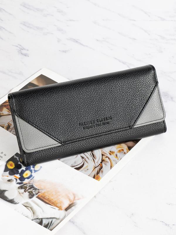 Women's Elegant Letter Design Solid Color Long Wallet, Trendy Versatile Card Holder, All-match Business Card Holder for Daily Use