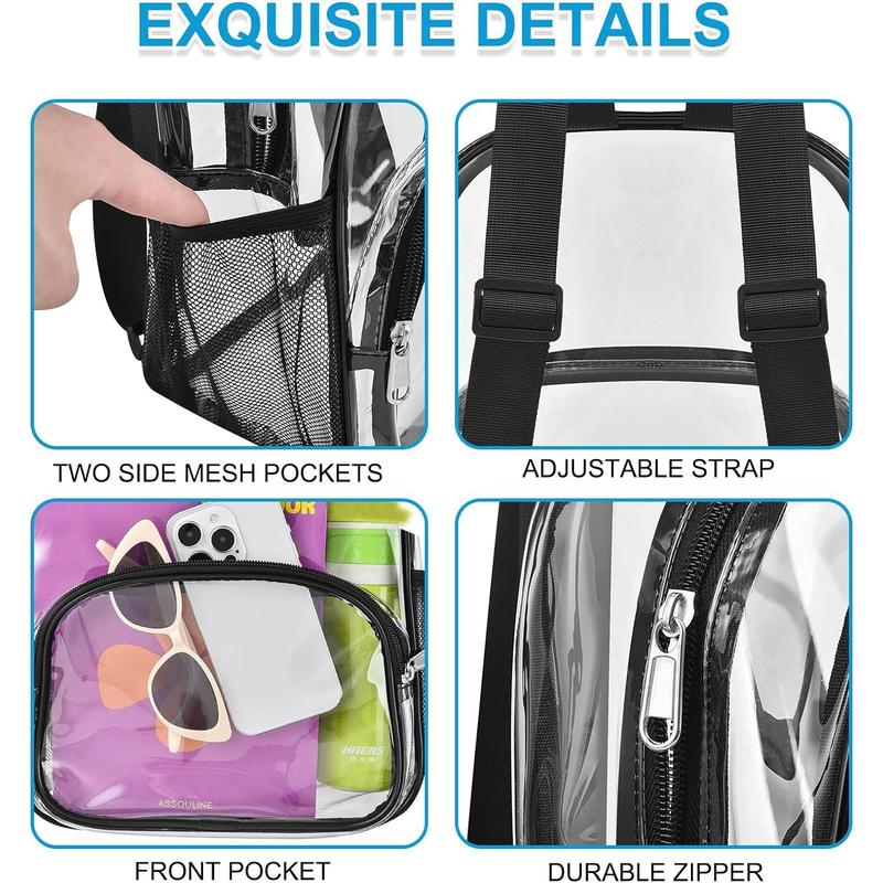 Clear Backpack for Stadium Events Clear Backpack 12x12x6 with Front Pocket for Concert Sport Events Work Travel