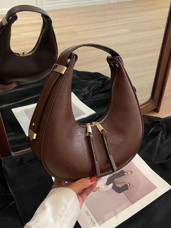 Women's Solid Color Hobo Bag, Fashionable PU Leather Handbag for Daily Used, Casual Trendy Versatile High-quality Daily Commuting Bag