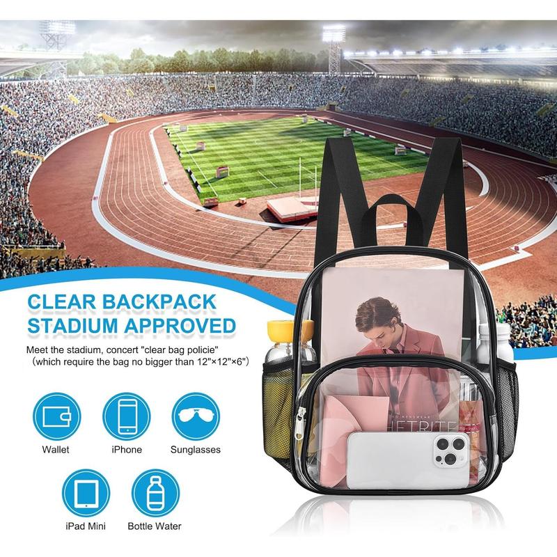 Clear Backpack for Stadium Events Clear Backpack 12x12x6 with Front Pocket for Concert Sport Events Work Travel