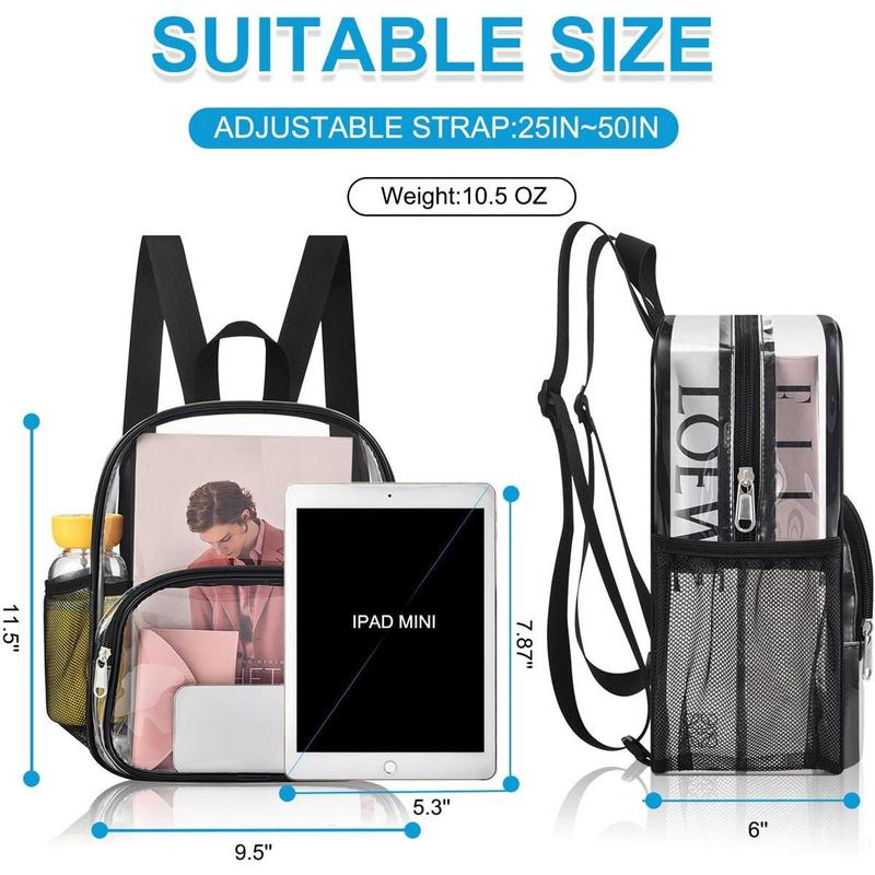 Clear Backpack for Stadium Events Clear Backpack 12x12x6 with Front Pocket for Concert Sport Events Work Travel