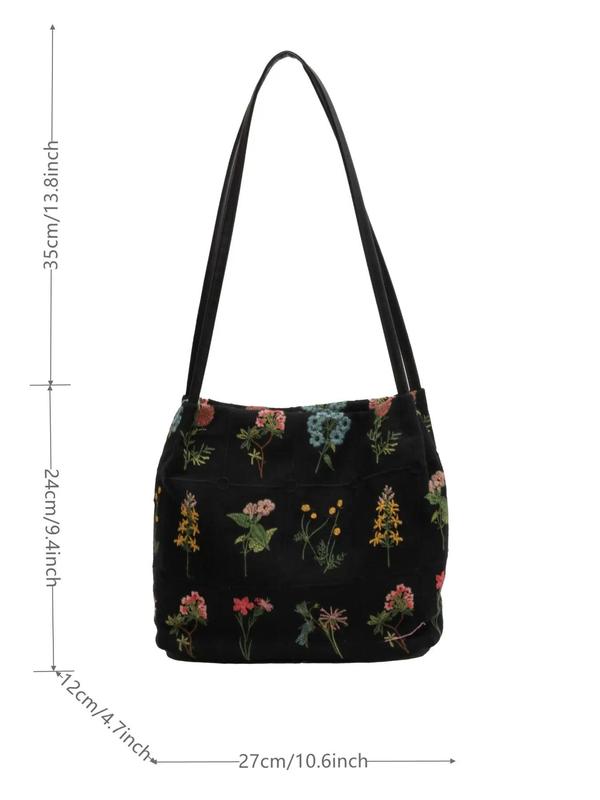 Fashionable Floral Pattern Shoulder Bag, Large Capacity Tote Bag for Women, Casual Trendy Versatile High-quality Daily Commuting Bag, Girl Fashionable Shopping Bag