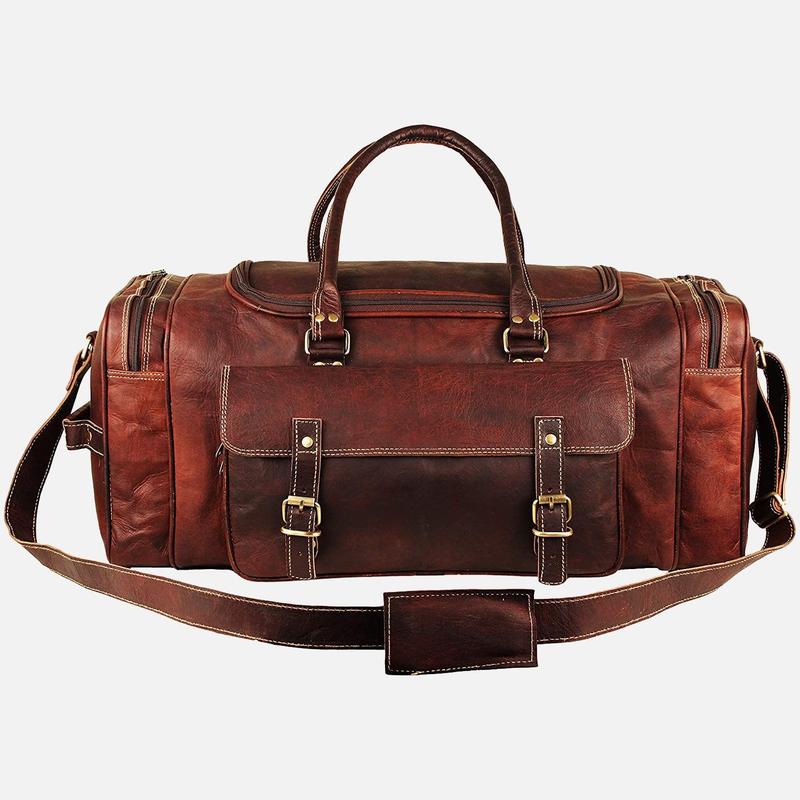 Men's Leather Weekend Travel Duffel Bag . bag smart