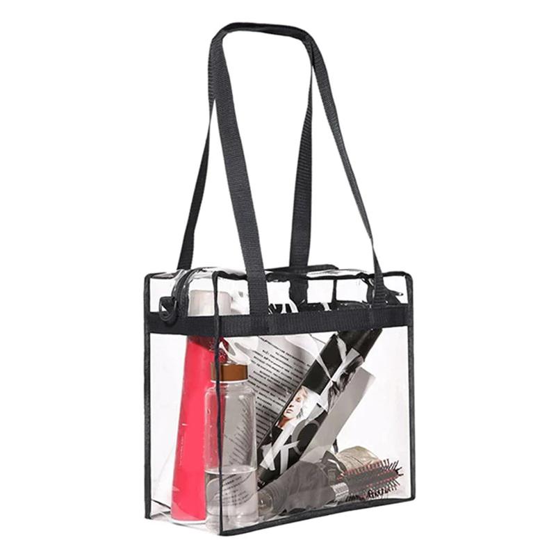 2X Clear PVC Tote Bag Women Large Transparent Handbag Zip Purse Stadium Security for Work, School, Gym, Yoga, and Travel