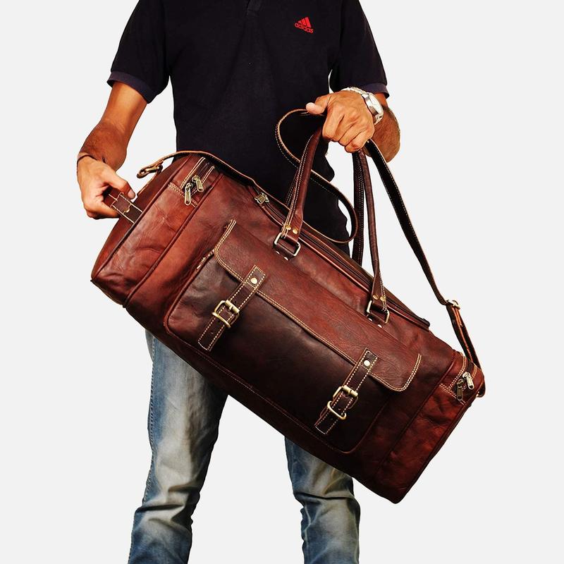 Men's Leather Weekend Travel Duffel Bag . bag smart