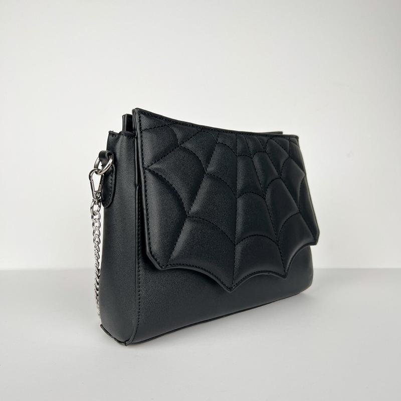 Quilted Spiderweb Crossbody Bag