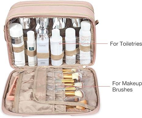 BAGSMART Large Toiletry Bag, Travel Makeup Organizer, Water-resistant Makeup Cosmetic Bag Door Room Essentials Travel Bag for Accessories, Shampoo, Full Sized Container, Toiletries