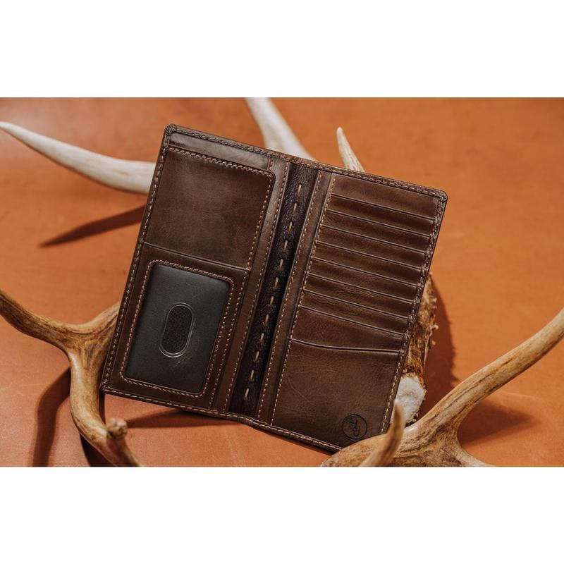 Deer Ornament Long Bifold Wallet | Rodeo Wallet | Handburnished Full Grain Leather | Deer Hunter Long Wallet For Men