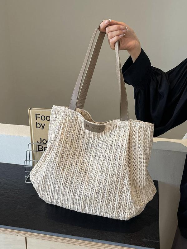 Women's Fashionable Straw Tote Bag, Large Capacity Shoulder Bag, Summer Beach Bag, Trendy Versatile High-quality Daily Commuting Bag, Girl Fashionable Shopping Bag