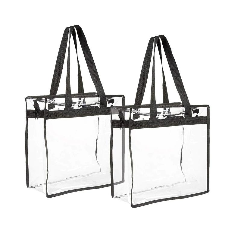 2X Clear PVC Tote Bag Women Large Transparent Handbag Zip Purse Stadium Security for Work, School, Gym, Yoga, and Travel