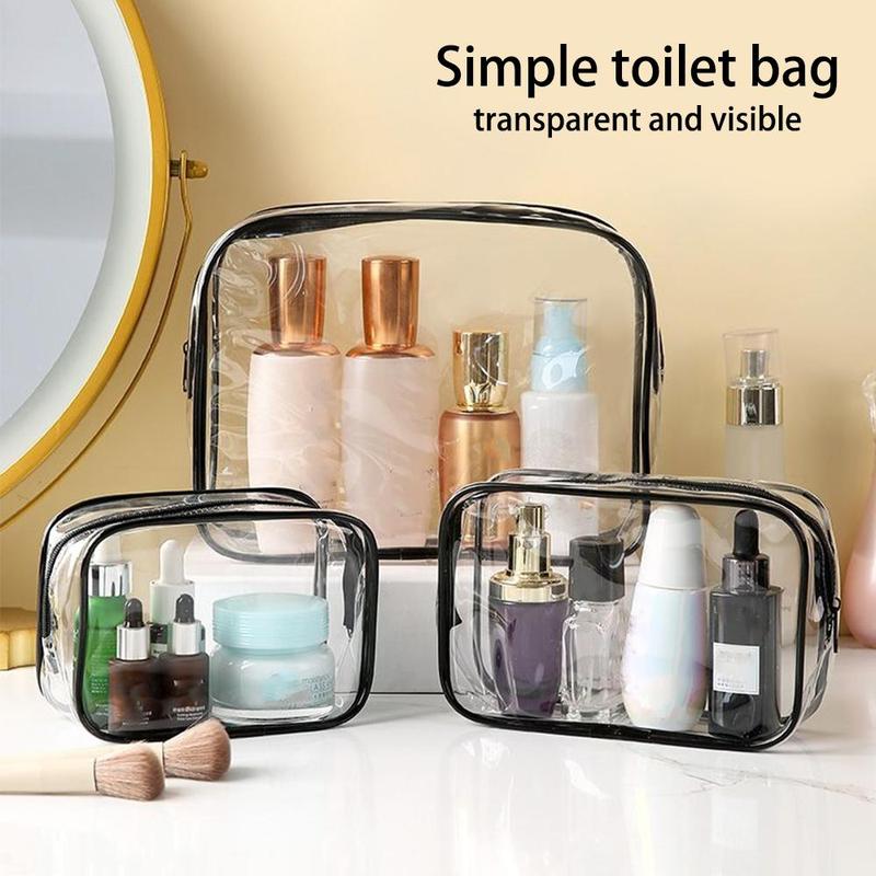 Clear Makeup Bag, 3pcs set Multi-size Waterproof Travel Toiletry Bag, Zipper Cosmetic Bag, Makeup Accessories Organizer For Women Men, Vacation, Bathroom And Organizing, Gifts for Spring