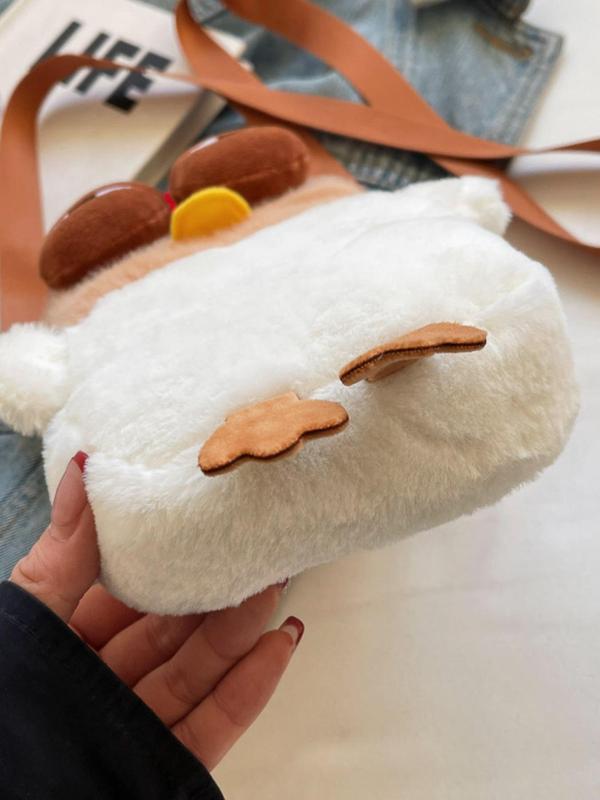 Cute Cartoon Chicken Design Crossbody Bag, Novelty Animal Design Plush Crossbody Bag, Fashionable Bag for Women & Girls