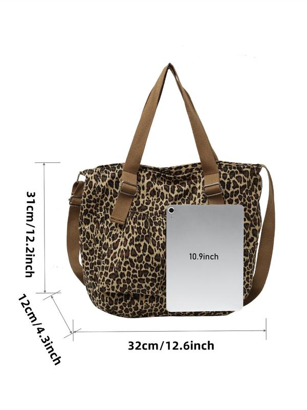 Fashion Leopard Pattern Tote Bag, Casual Versatile Shoulder Bag for Women, Trendy All-match Bag for Daily Use