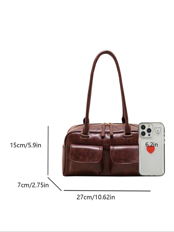 Women's Elegant Retro Shoulder Bag, Fashionable Solid Color Underarm Bag for Daily Used, Casual Trendy Versatile High-quality Daily Commuting Bag