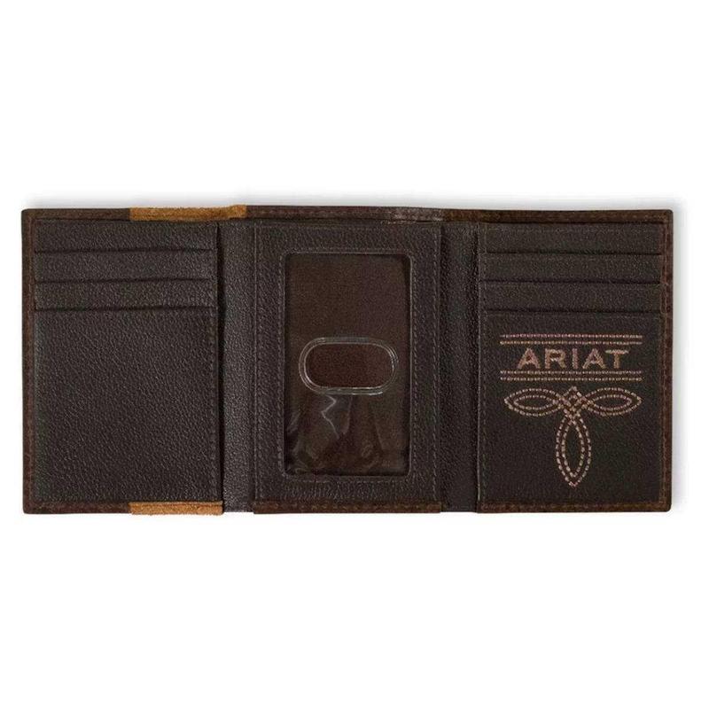 Ariat Men's Trifold Roughout Croco Tan Wallet Money Clip